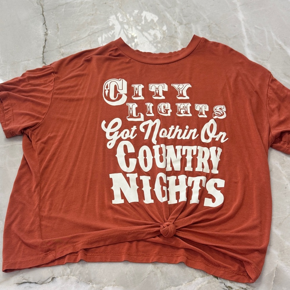 Rust Graphic Tee with Country Nights Print